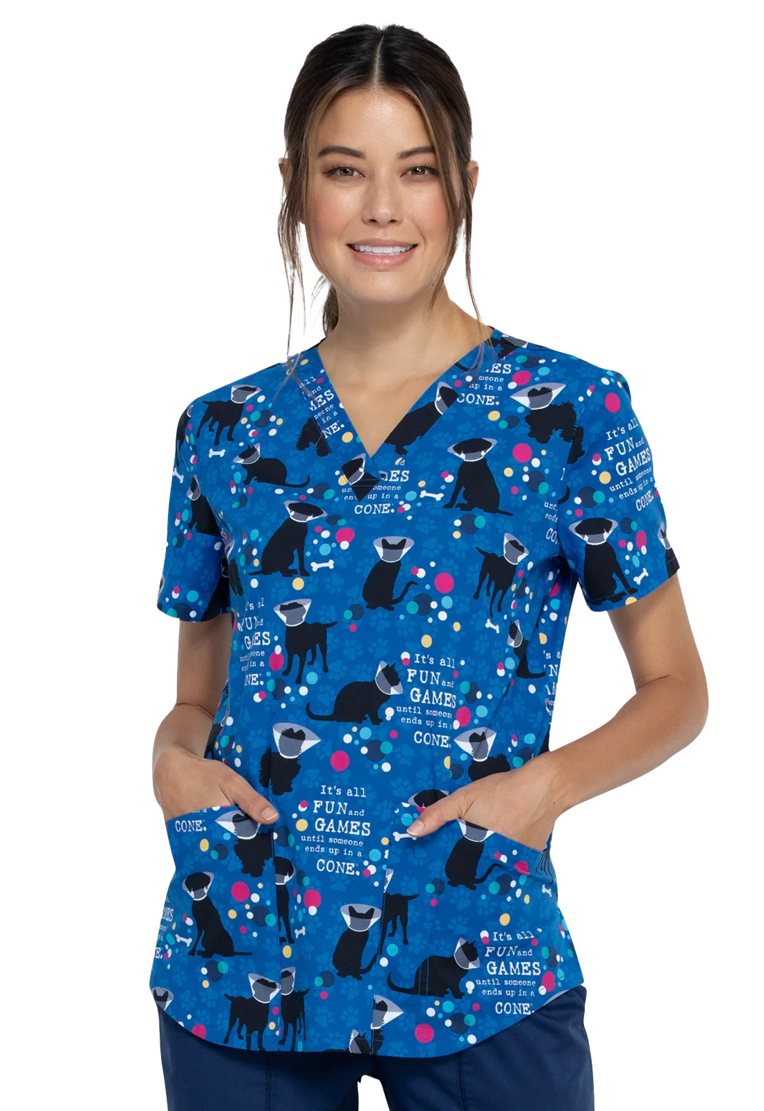 Túnica estampada de senhora cintada cães CK652