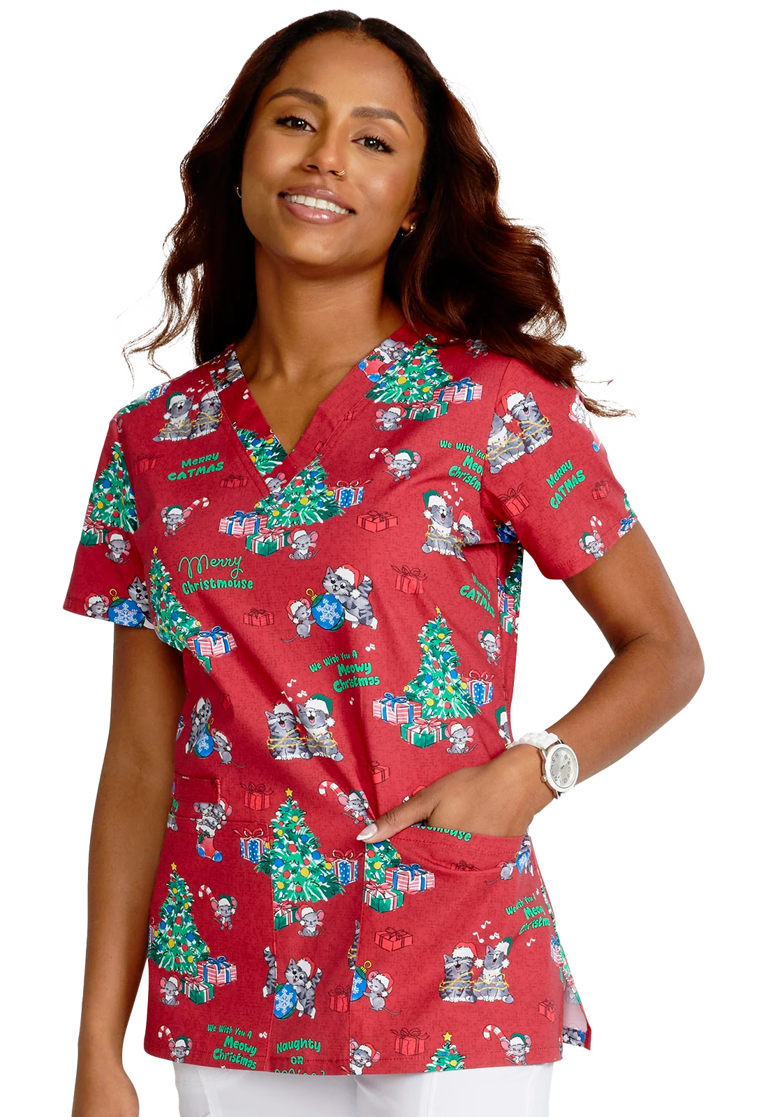 Casaca estampada mujer entallada navidad gatos CK616