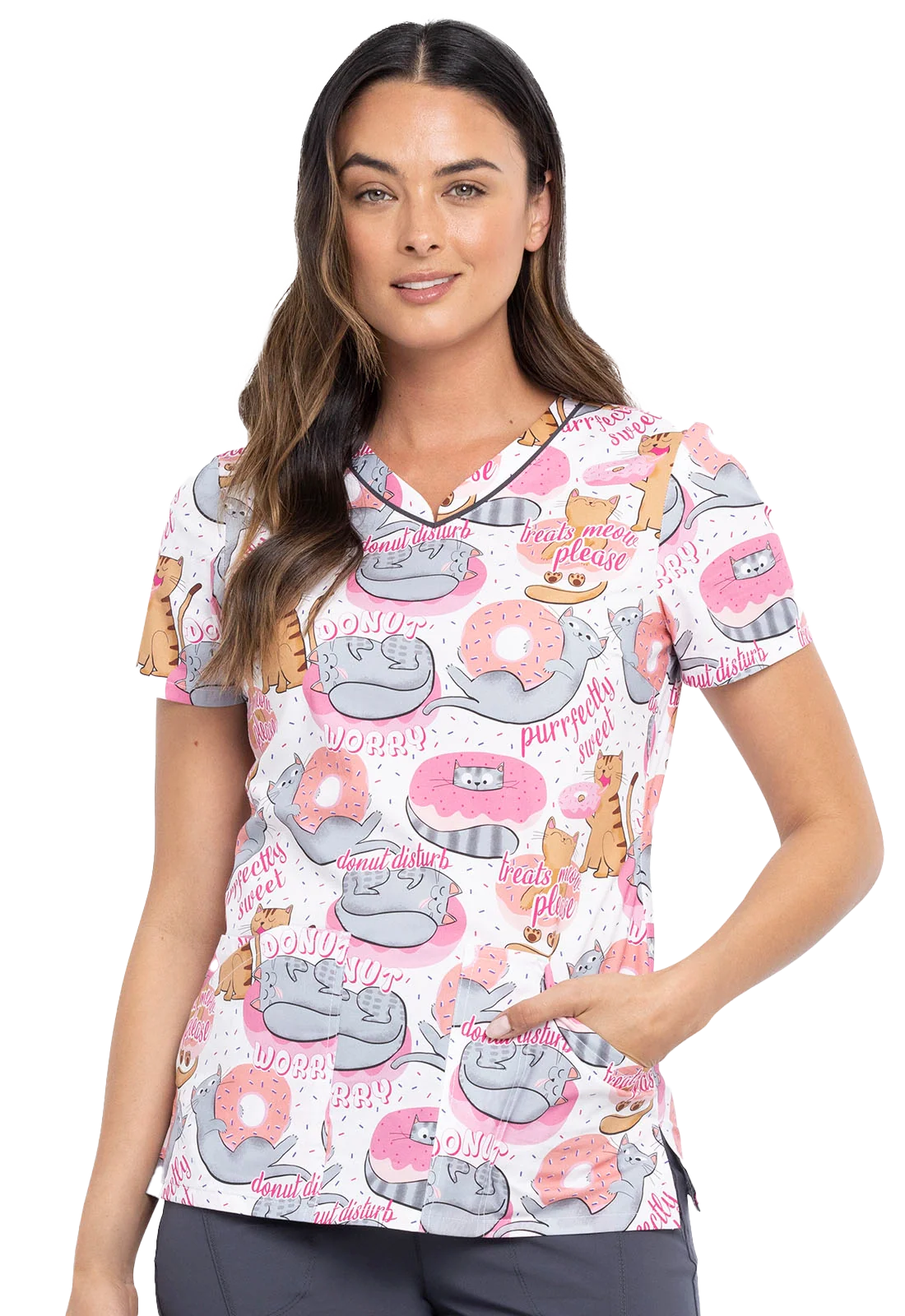 Casaca estampada mujer entallado gatos CK646