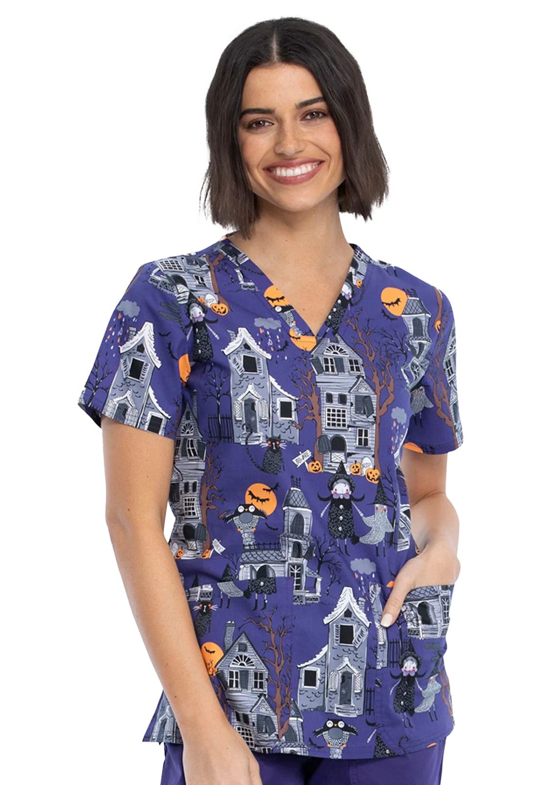 Blusa estampada feminina ajustada Halloween CK651 
