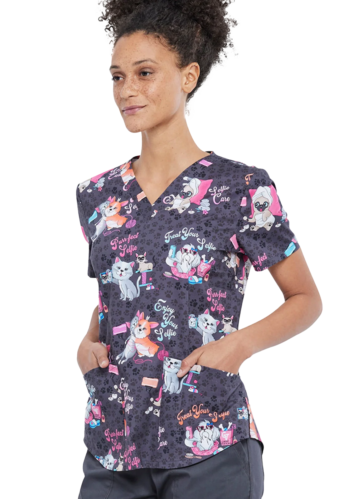 Casaca estampada mujer entallado gatos CK652