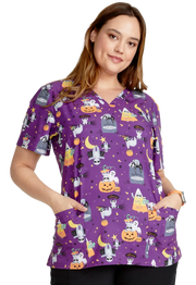 Túnica estampada de senhora cintada Halloween CK671