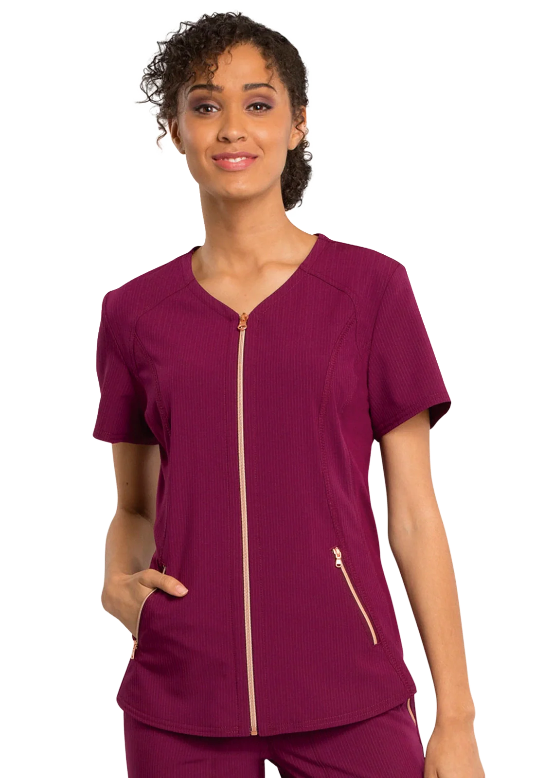 Top women's tailored open-front scrub CK795 