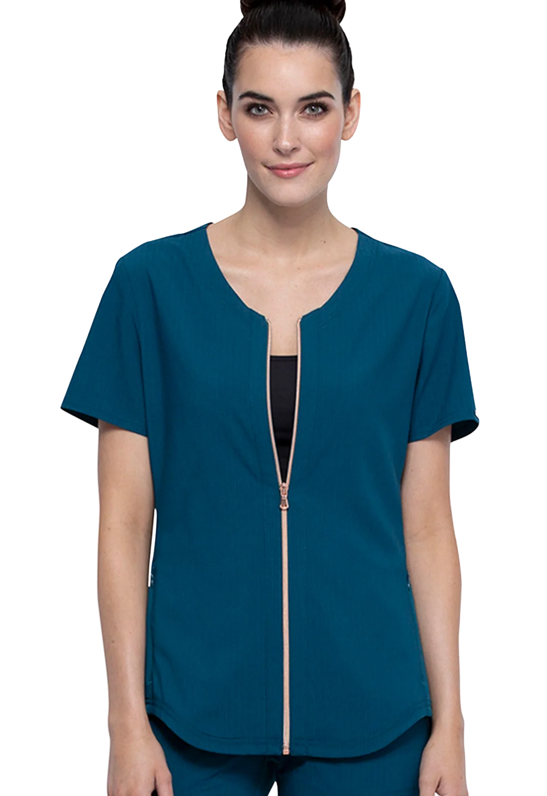 Top women's tailored open-front scrub top CK875 