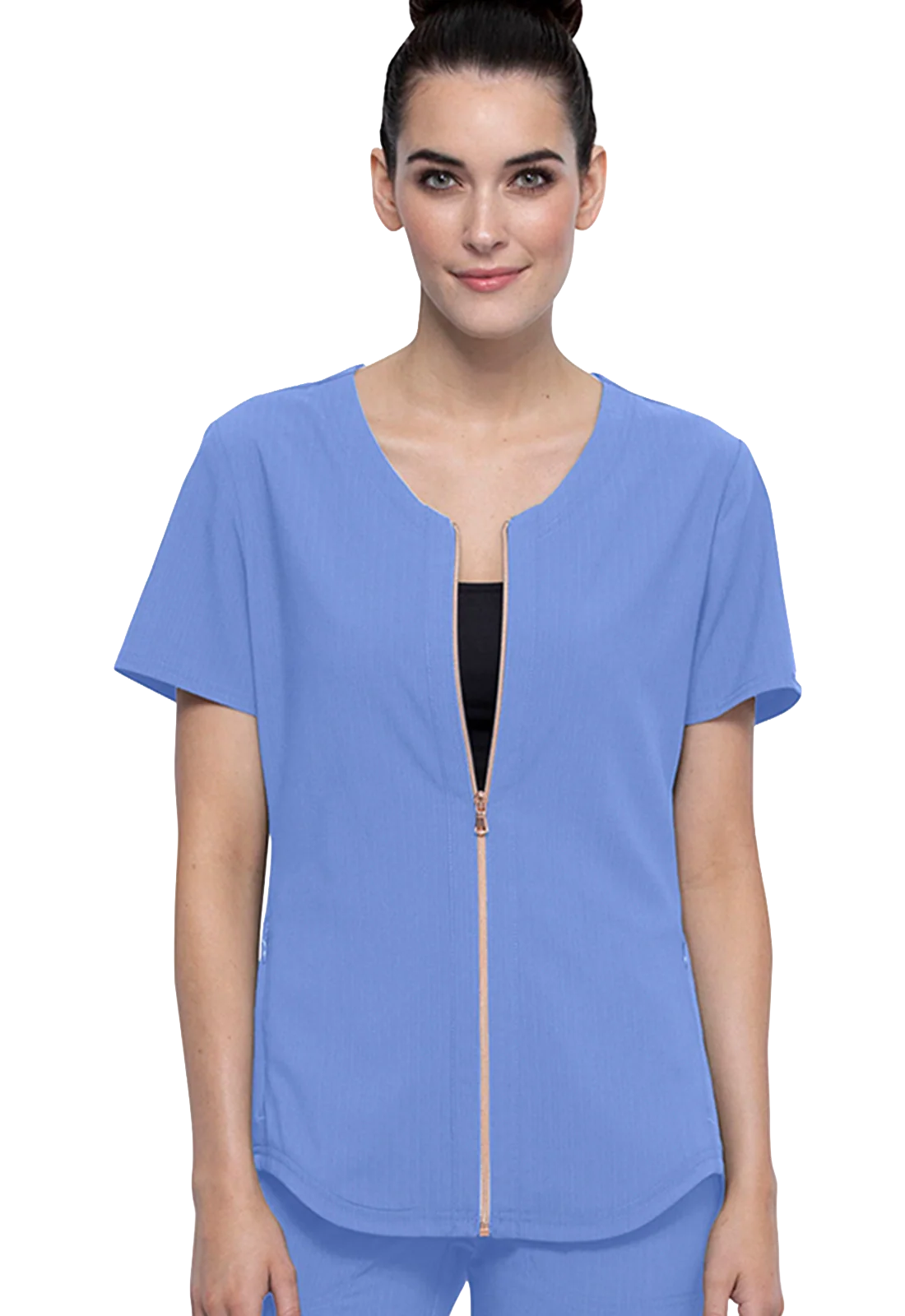 Top women's tailored open-front scrub top CK875 
