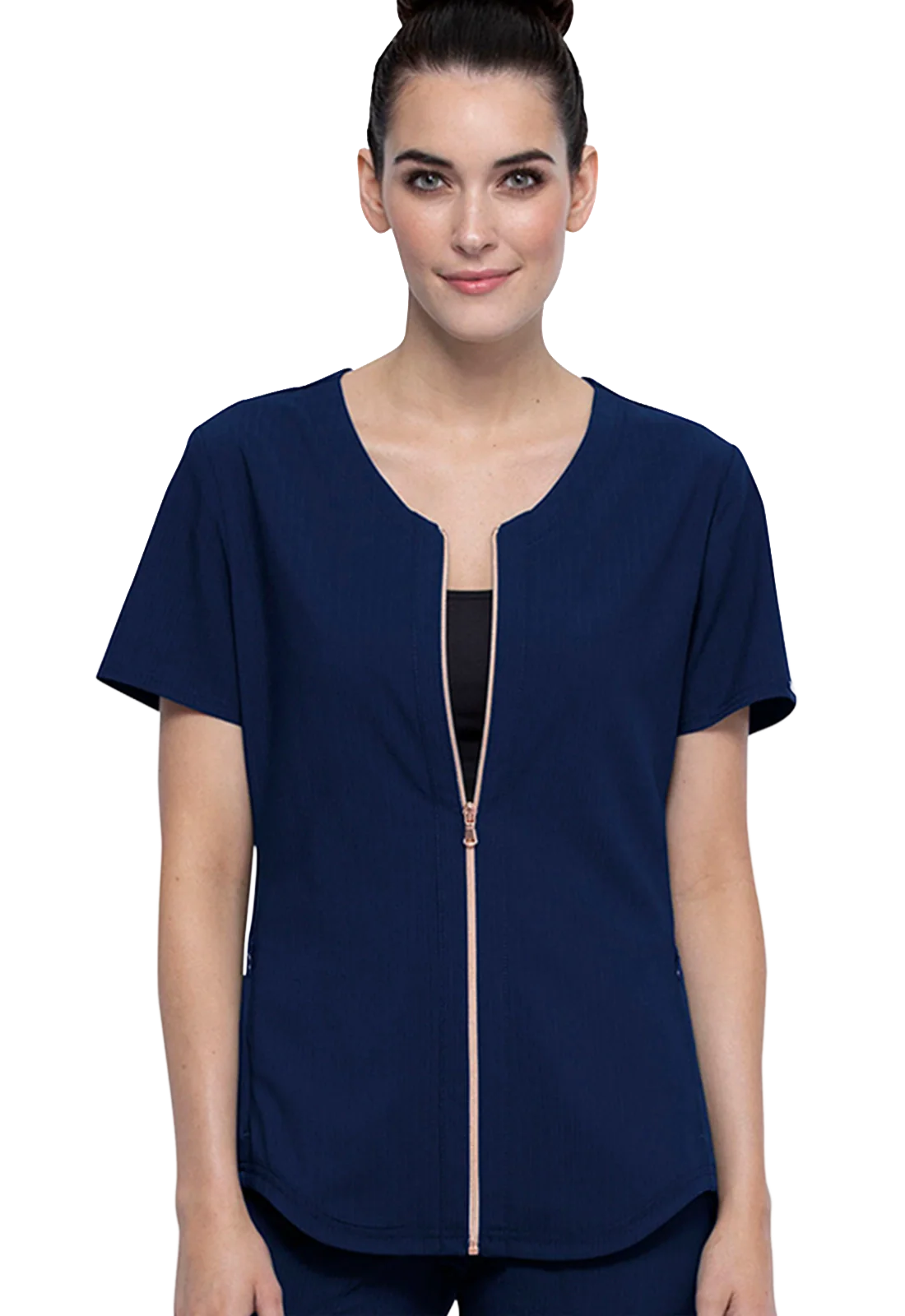 Top women's tailored open-front scrub top CK875 