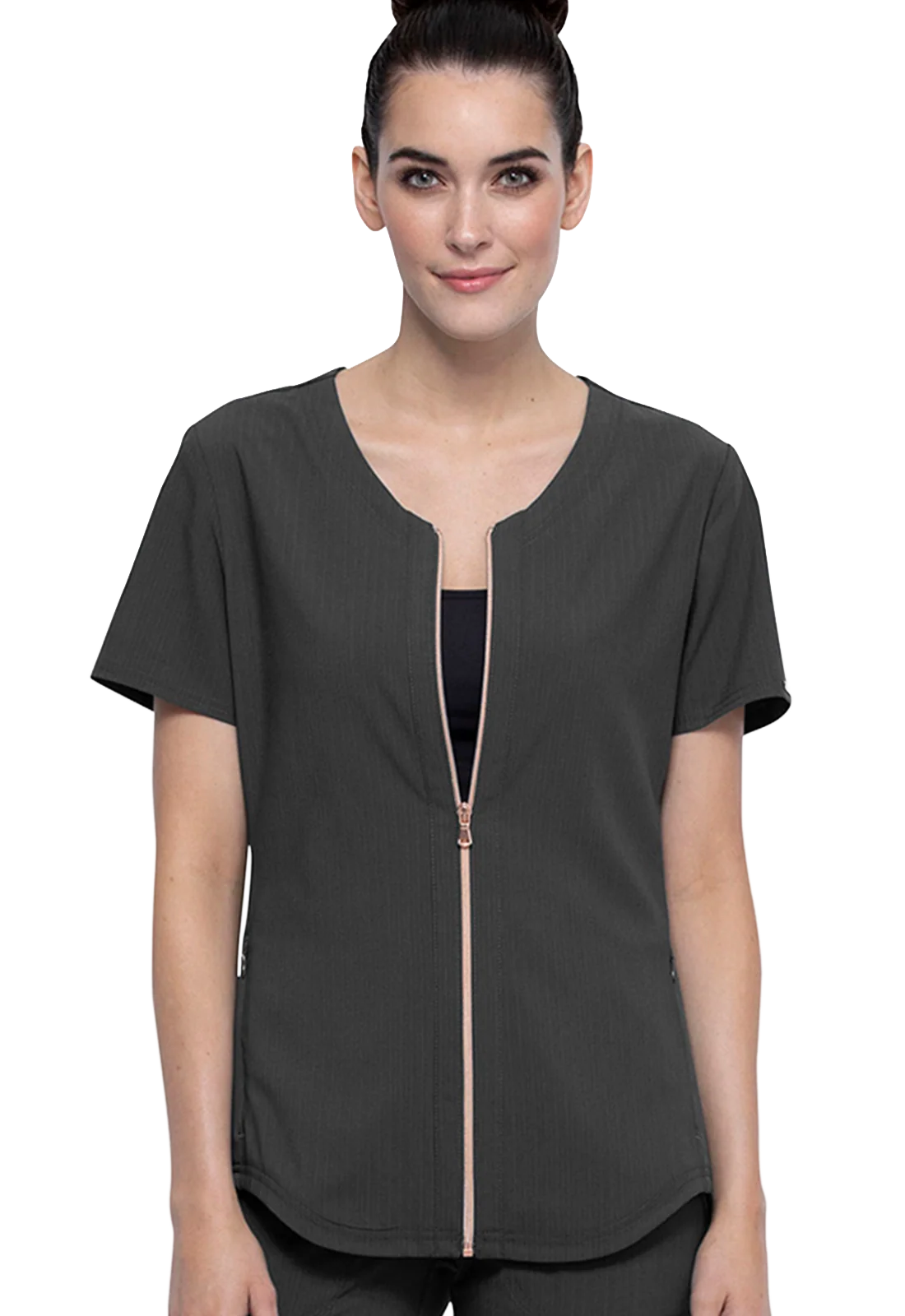 Top women's tailored open-front scrub top CK875 