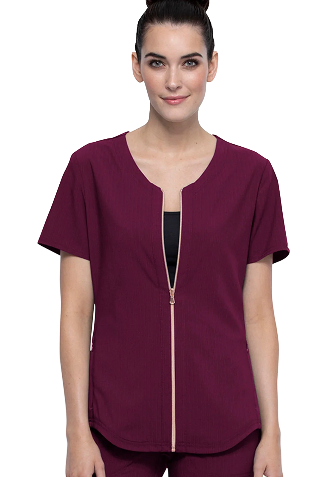 Top women's tailored open-front scrub top CK875 