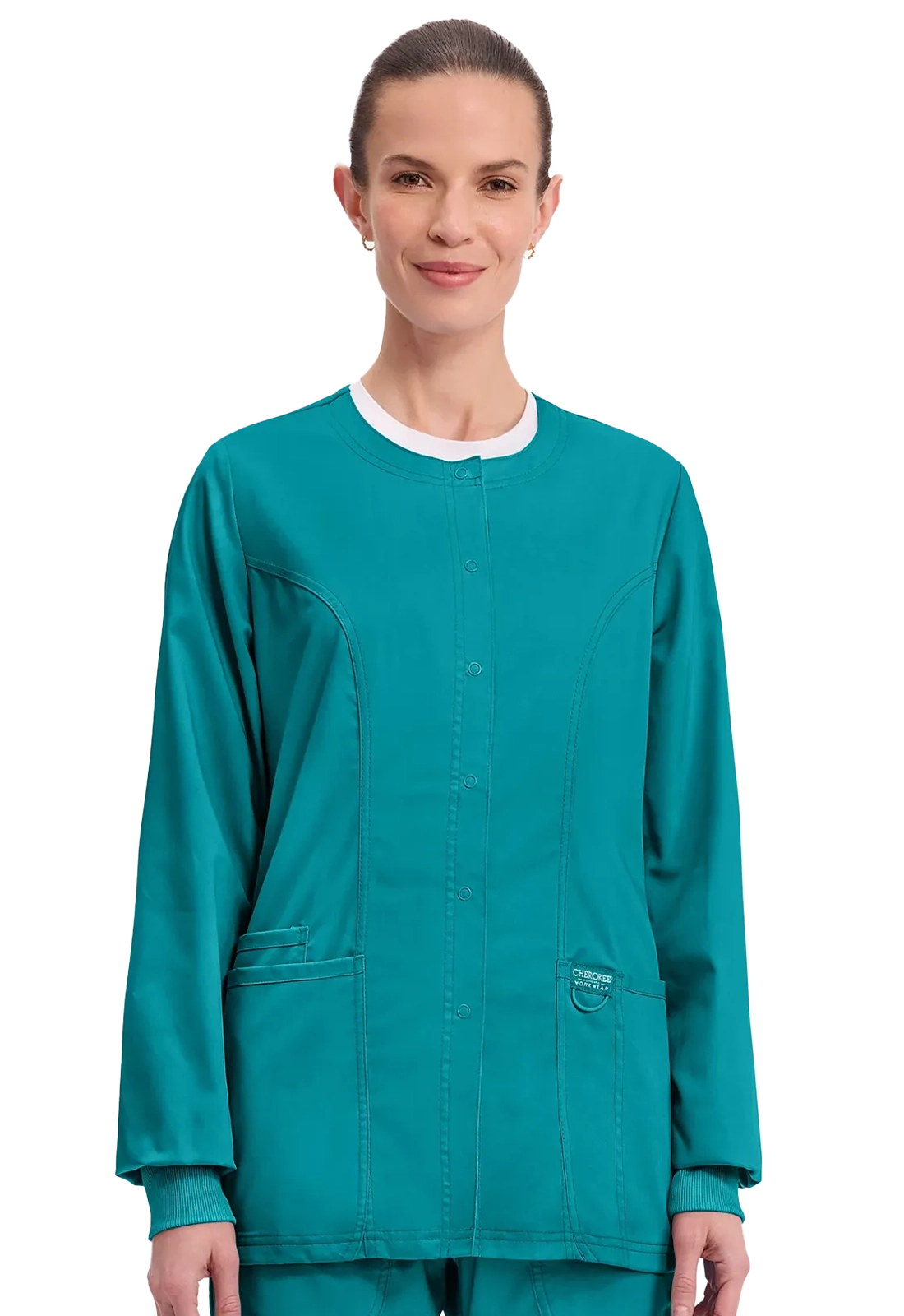 Chaqueta sanitaria Cherokee Revolution con broches ultra suave WW310
