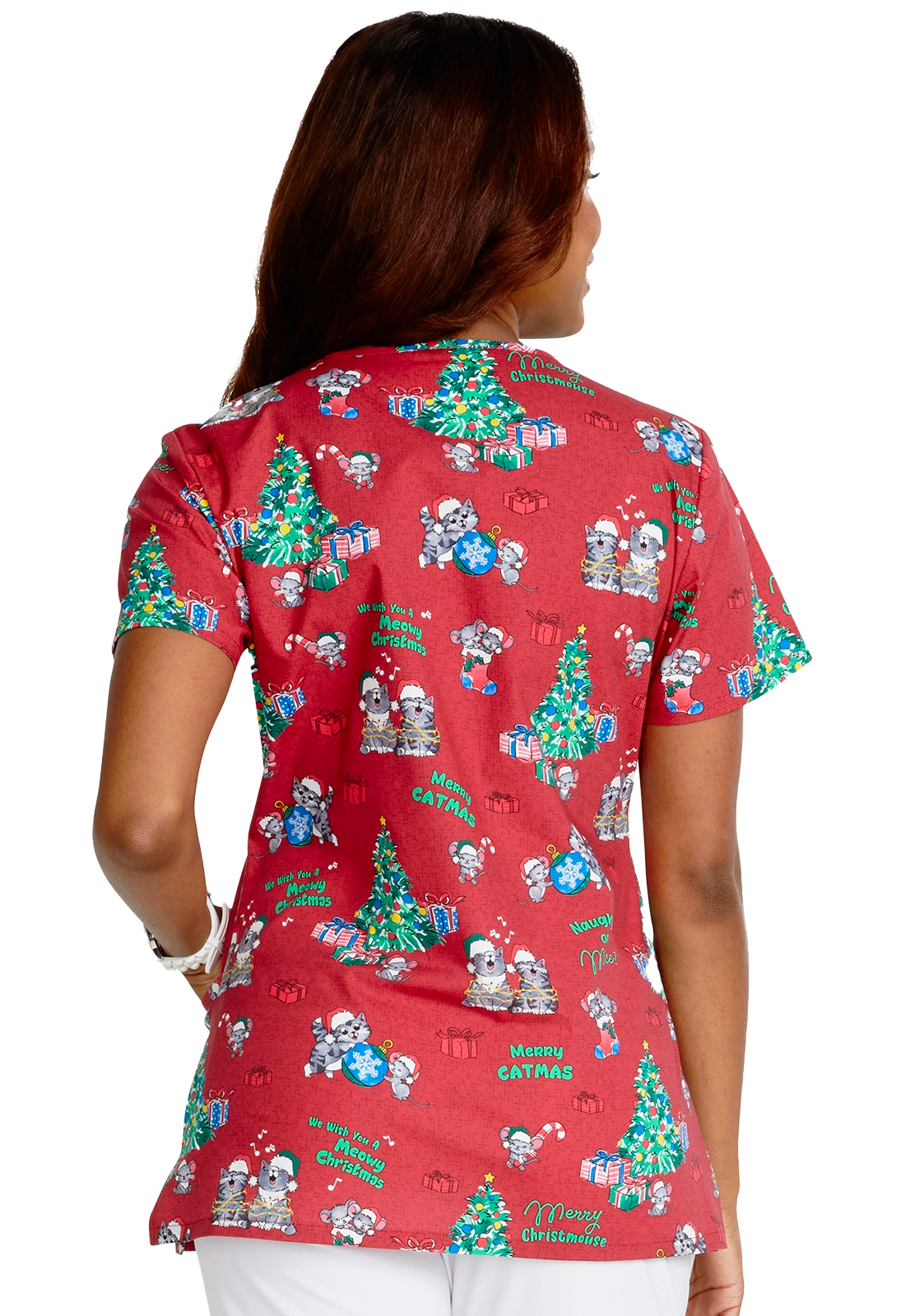 Casaca estampada mujer entallada navidad gatos CK616