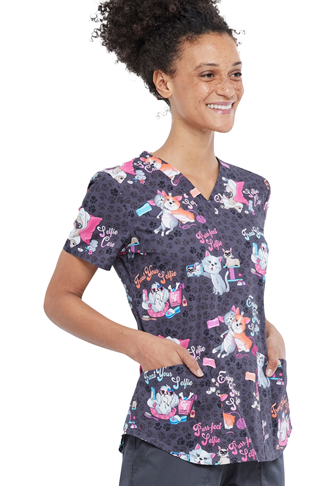 Top printed women's fitted cats CK652 