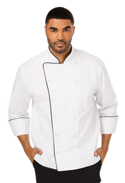 Jaleca de cozinha executiva unissexo com barreira repelente de fluidos DC42B