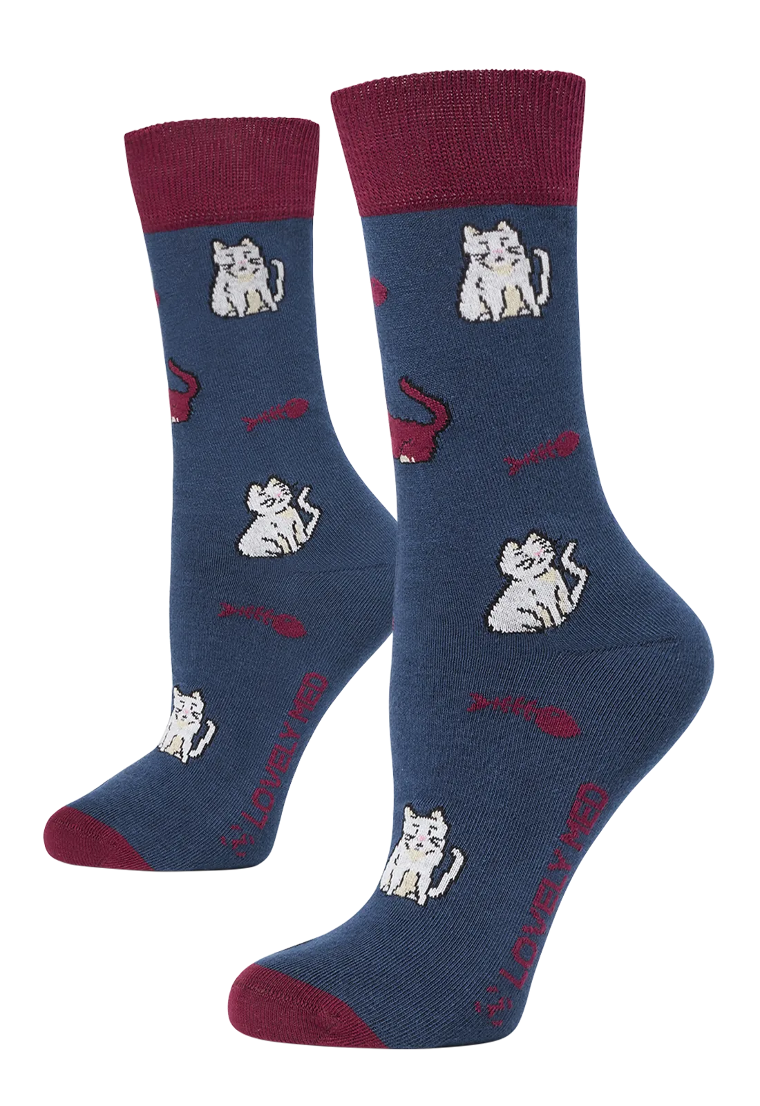 Calcetín estampado cats navy LM400