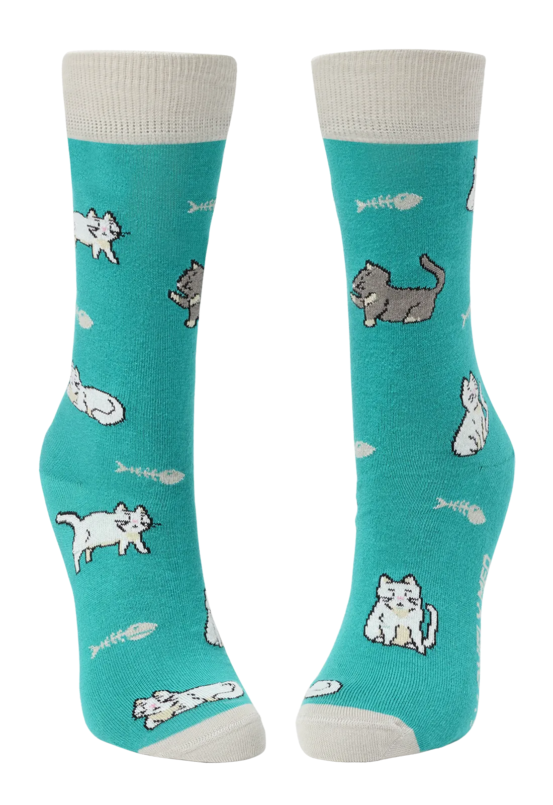 Calcetín estampado cats teal blue LM400