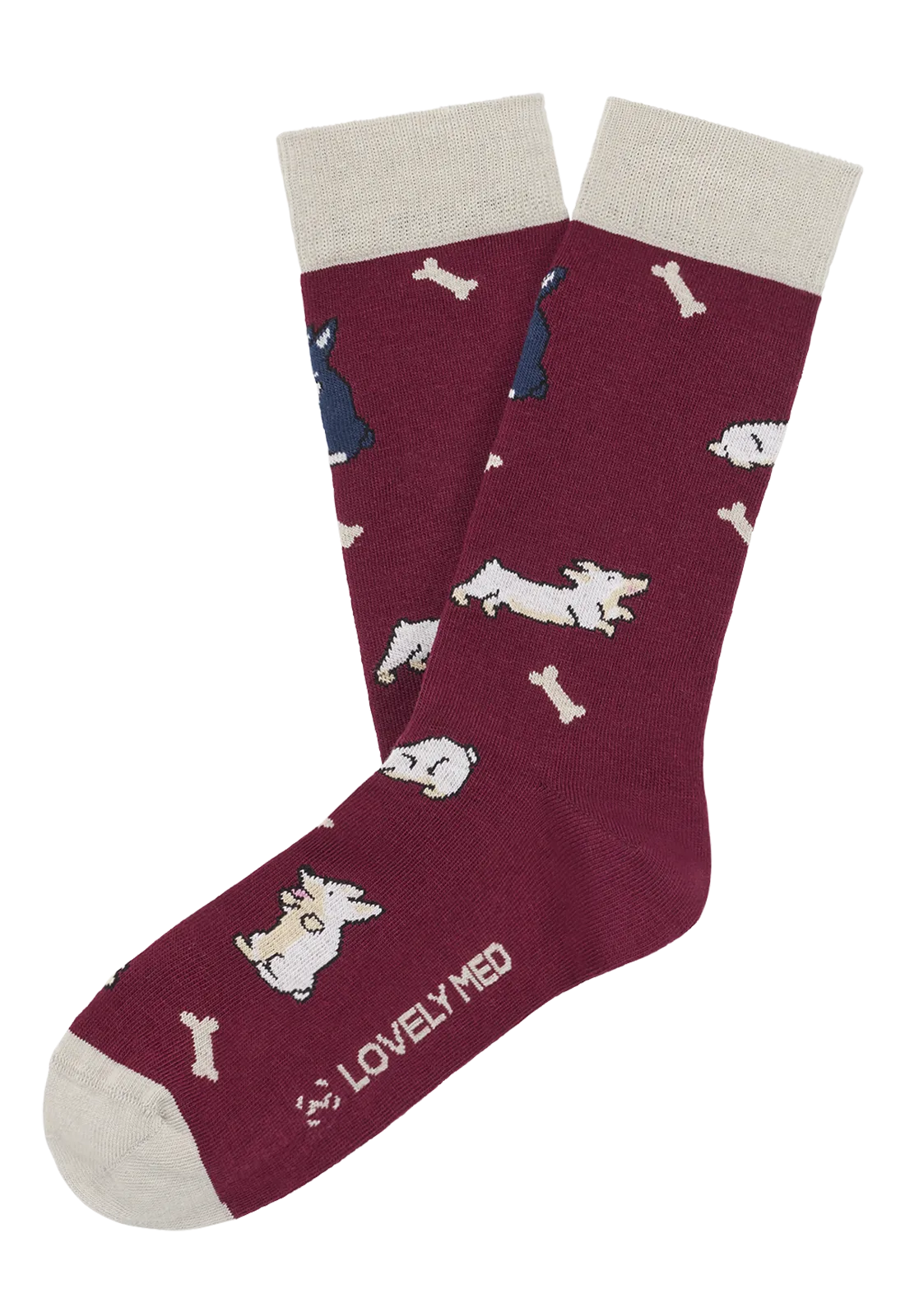 Calcetín estampado dogs wine LM400