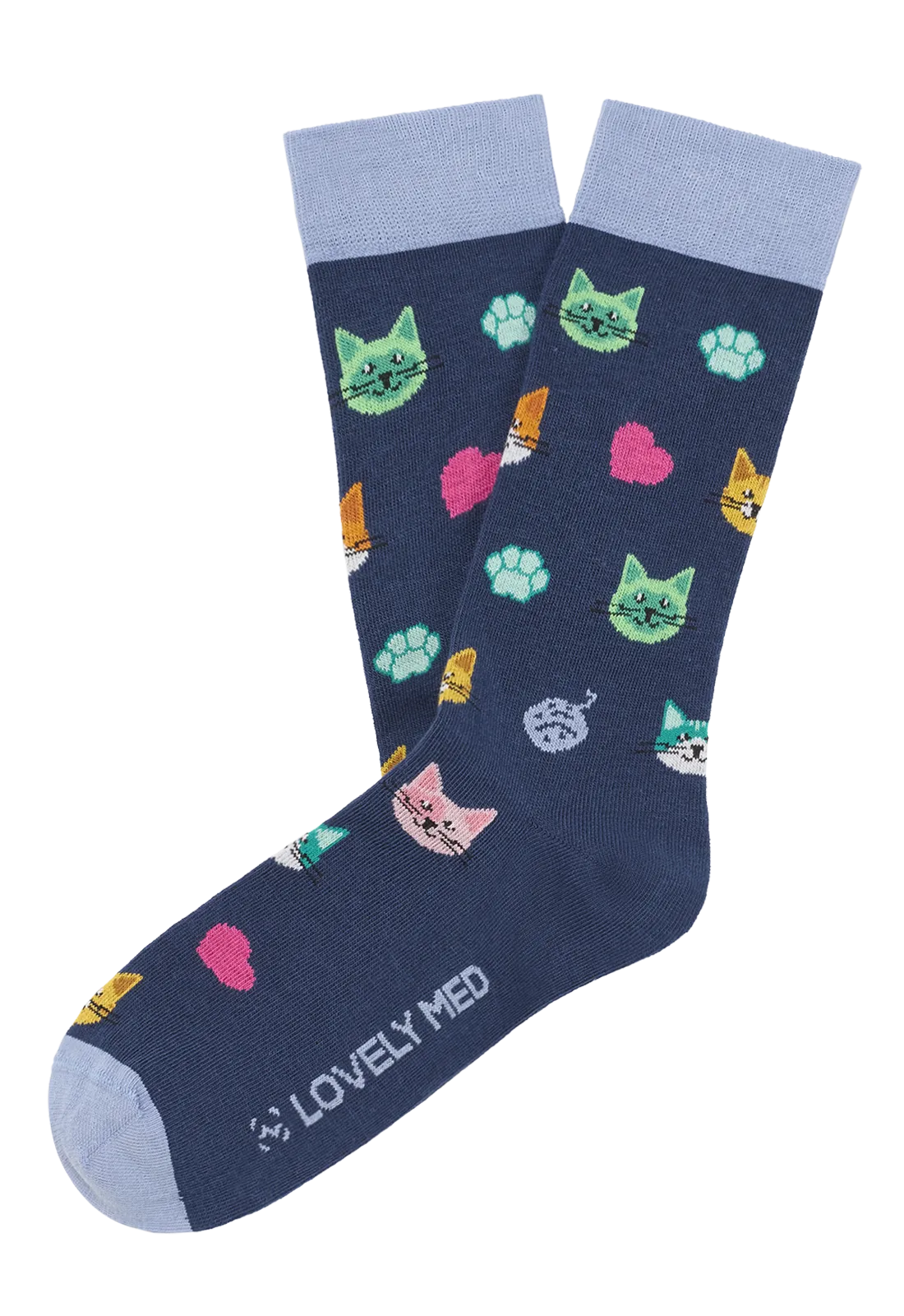 Calcetín estampado happy cats navy LM400