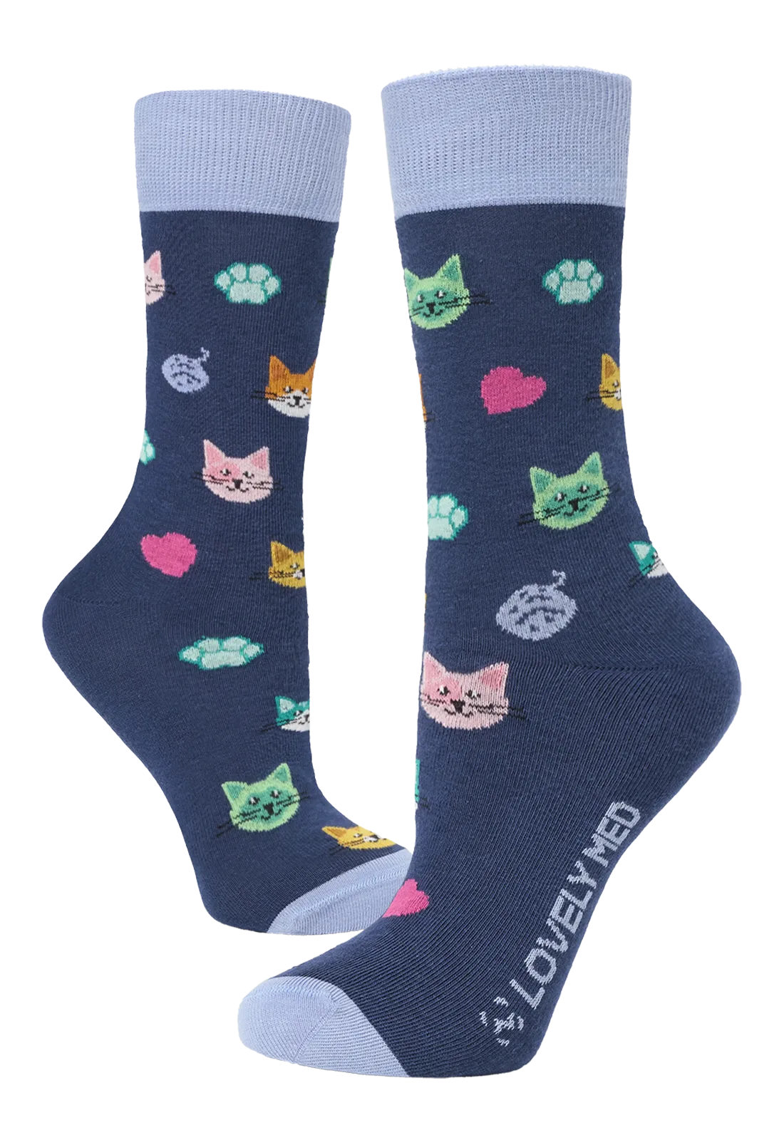 Calcetín estampado happy cats navy LM400