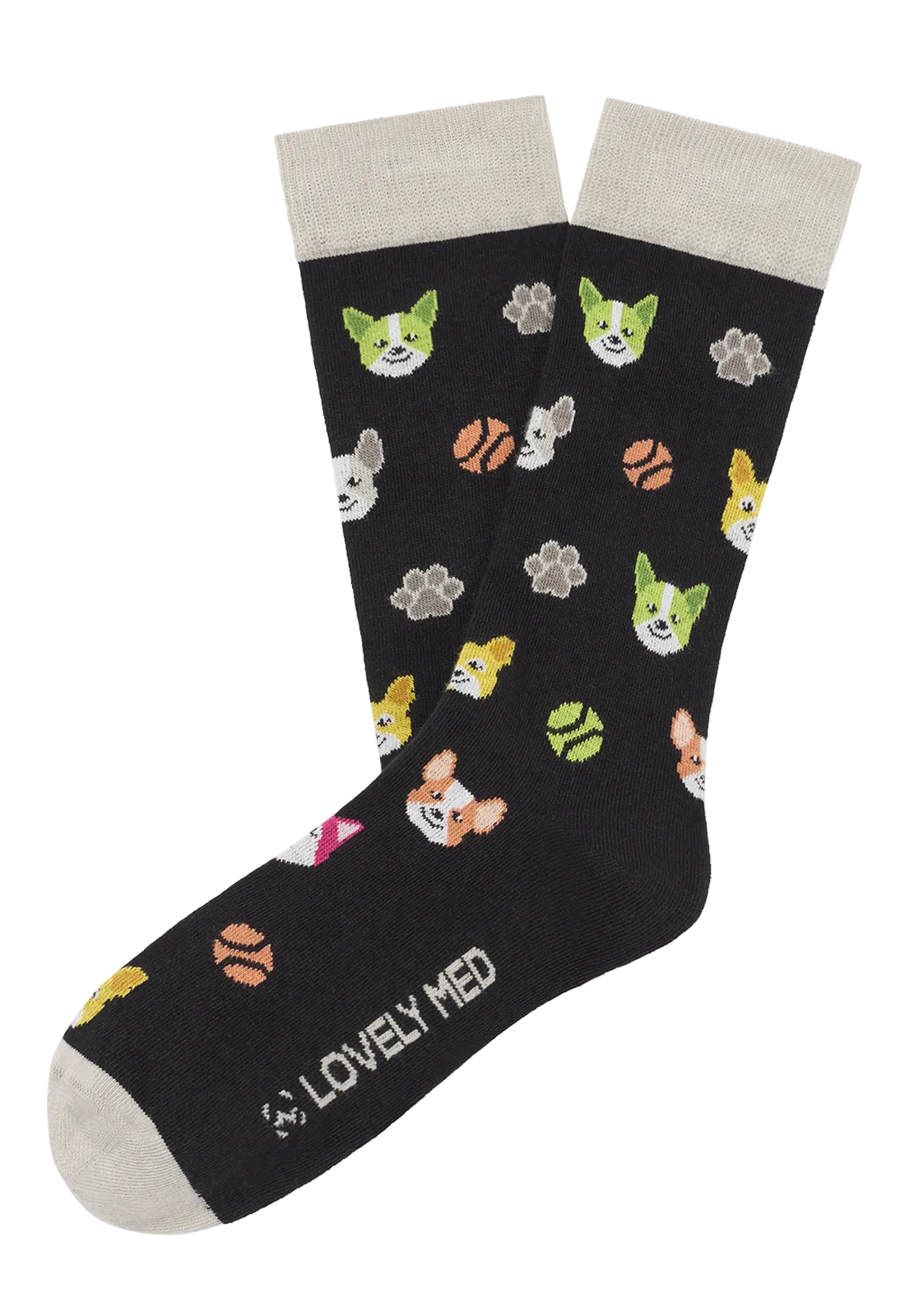 Calcetín estampado happy dog black LM400