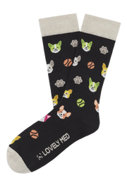 Meias estampadas happy dog black LM400