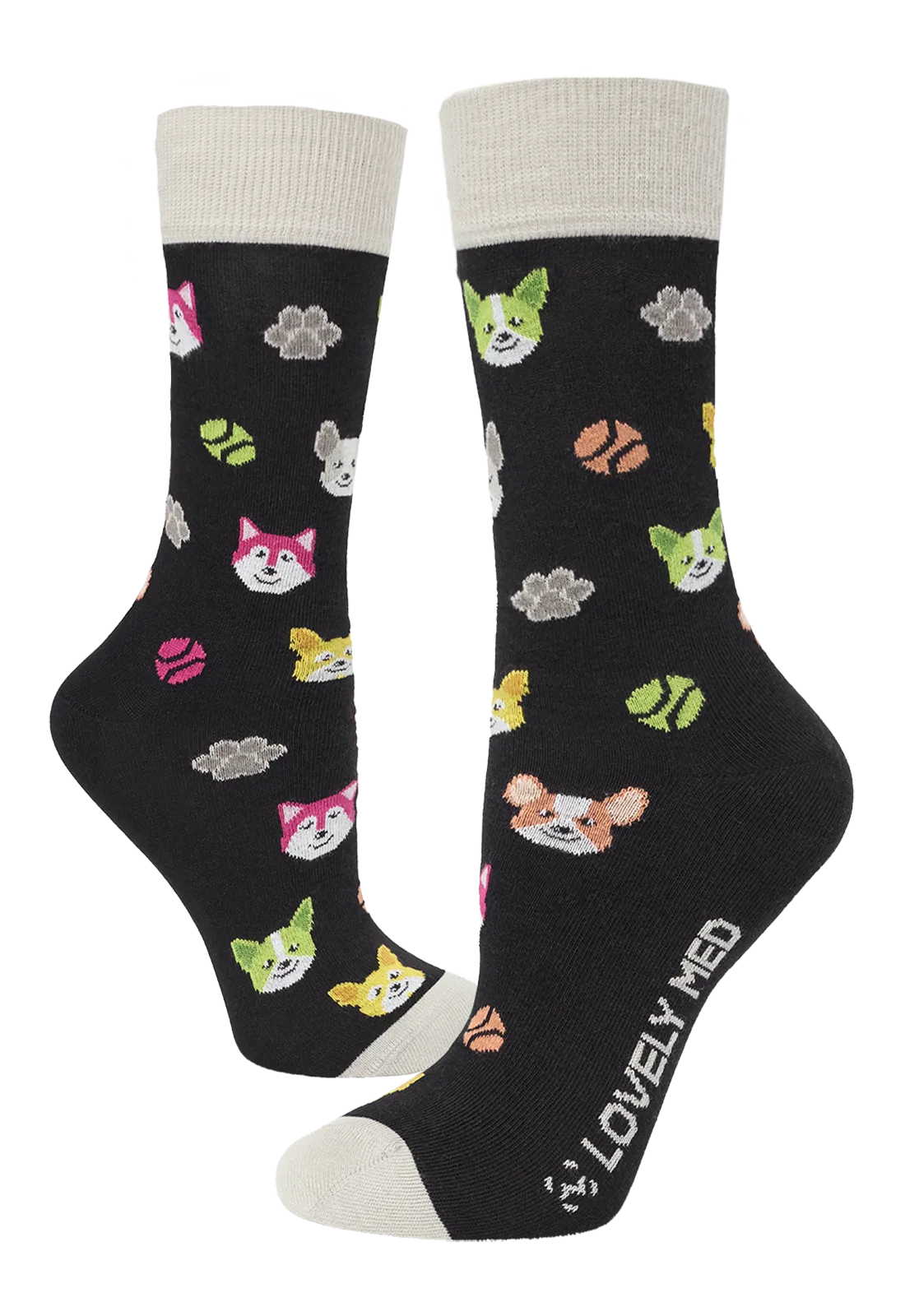 Calcetín estampado happy dog black LM400